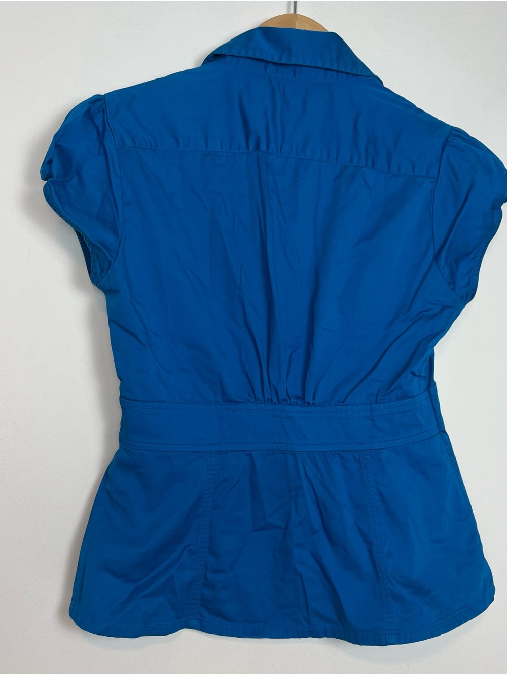 Banana Republic Empire Waist Cap Sleeve Blouse - Royal Blue Size-6 - Picture 2 of 5